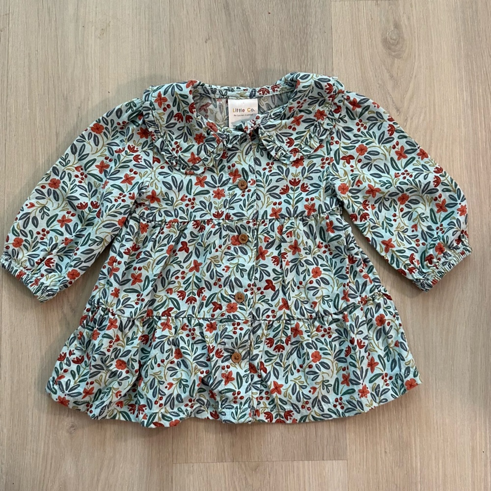Little Co. Floral Button-Up Tiered Dress
